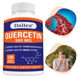 Quercetin 500mg Capsules - Supports Cardiovascular and Immune System Health - High Potency Vegan Immune Support Antioxidant Supplement, 3 Count, 120 Servings / 케르세틴 500mg 캡슐 - 심혈관 및 면역 체계 건강 지원 - 고효율 비건 면역 지원 항산화 보충제, 3개, 120회분