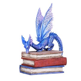 Pacific Giftware Amy Dragon Statue with 3 Books and Dragons - Brown/Purple