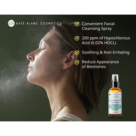 Kate Blanc Cosmetics Hypochlorous Acid Spray for Face and Skin. Gentle Facial Cleanser for Acne-Prone & Sensitive Skin with .02% HOCl (2oz)