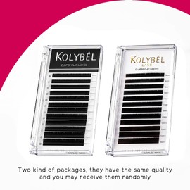 KOLYBEL Ellipse Flat Eyelash Extensions Supplies Classic Individual Lash 0.2 C Curl 8-15 Mixed Tray Matte Black Mink Lash Soft and Lightweight (0.2-C-8-15)