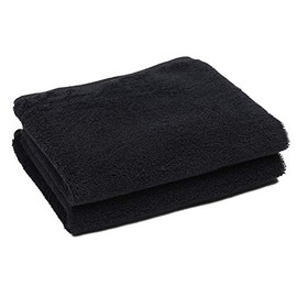 PERFEHAIR Toallas negras de salón (paquete de 2, 16 x 27 pulgadas), toalla de algodón de mano para gimnasio, baño, spa, afeitado, champú