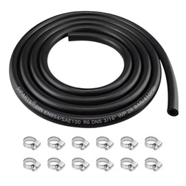 Petrol Hose, 3 Metres, Fuel Hose, 5 mm Inner Diameter, Diesel Hose, Oil Hose, Fuel Line with 12 Pieces Hose Clamps for Car, Tractor, Motorcycle, Small Engines (3 m, 5 mm ID)