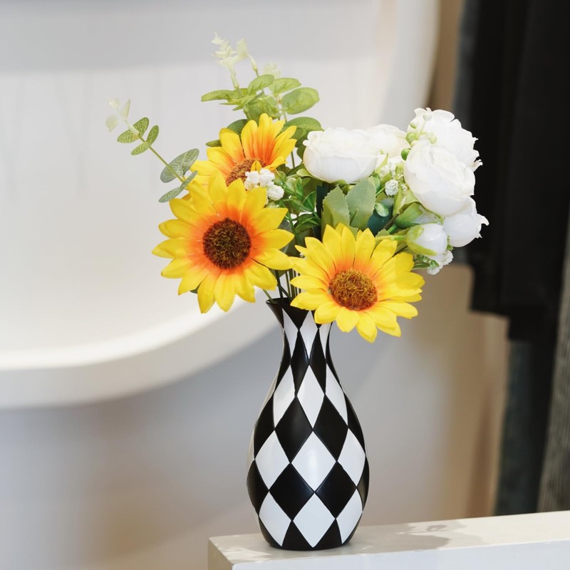 Modern Geometric Polyresin Handmade Vase, Nordic Style Decorative Centrepiece, Living