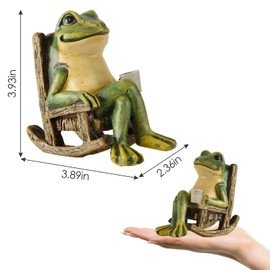 Johiux Frog Garden Ornaments Outdoor Solar Garden Decor Statues Gnomes Outdoor Funny,Fairy Garden Accessories Waterproof LED Solar Animal Statue Garden Balcony Patio Gifts for Women Men. (Green Frog)