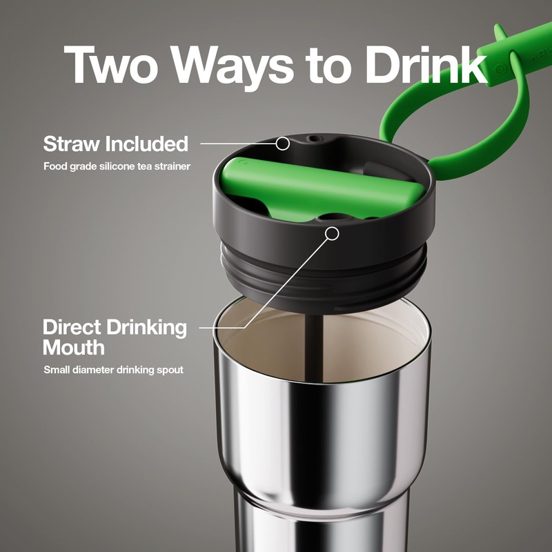 CHAKO LAB Stainless Steel Insulated Water Bottle with Two Drinking