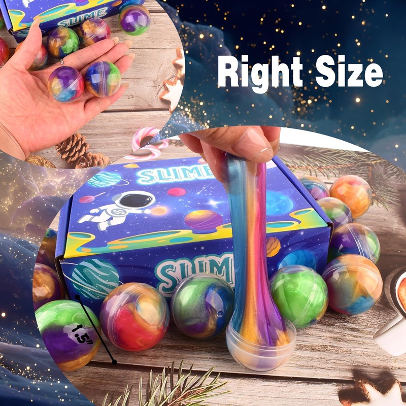 12 Pack Galaxy Slime Balls – Slime Party Favors, Non-Sticky,