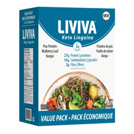 LIVIVA Low Carb High Protein KETO Value Pack Shirataki Pasta – 135 g Protein per Box with Pea Protein & Konjac Flour - 8g Net Carbs, Diabetic-Friendly - Healthy Al Dente Pasta (12 Pack, Linguine Pasta)