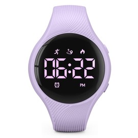 Digital Waterproof Pedometer Watch, Fitness Tracker, Step Counter, Distance, Vibrating alarm clock, Stopwatch, Great Gift for for Kids Childrens Teen Girls Boys Women (Purple)