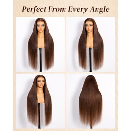 Arabella 13x6 Chocolate Brown Lace Front Wig 210% Brown Glueless Wig Human Hair Real HD Lace Front Wig True Pre Plucked Pre Bleached Pre Cut Glueless Wig (20inch,13x6 Chocolate Brown Straight wig)