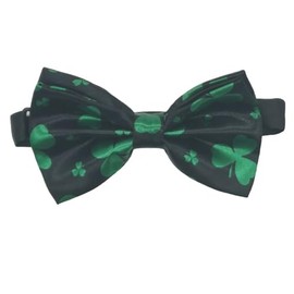 ZCYYYS Men's Pre-tied Bowtie Adjustable Bow Tie for Men Women St. Patrick's Day Green Clover Pattern Neck Tie Uniform Bowtie PSLJ03 (Black)