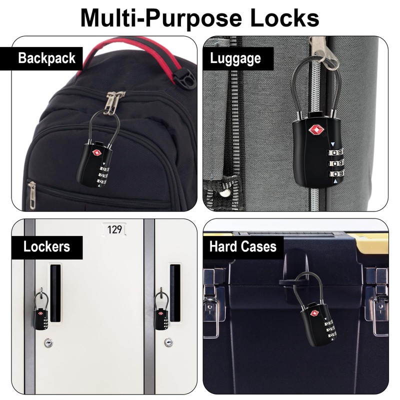 5pcs TSA Approved Luggage Locks with 10pcs Zipper Locks, Zinc