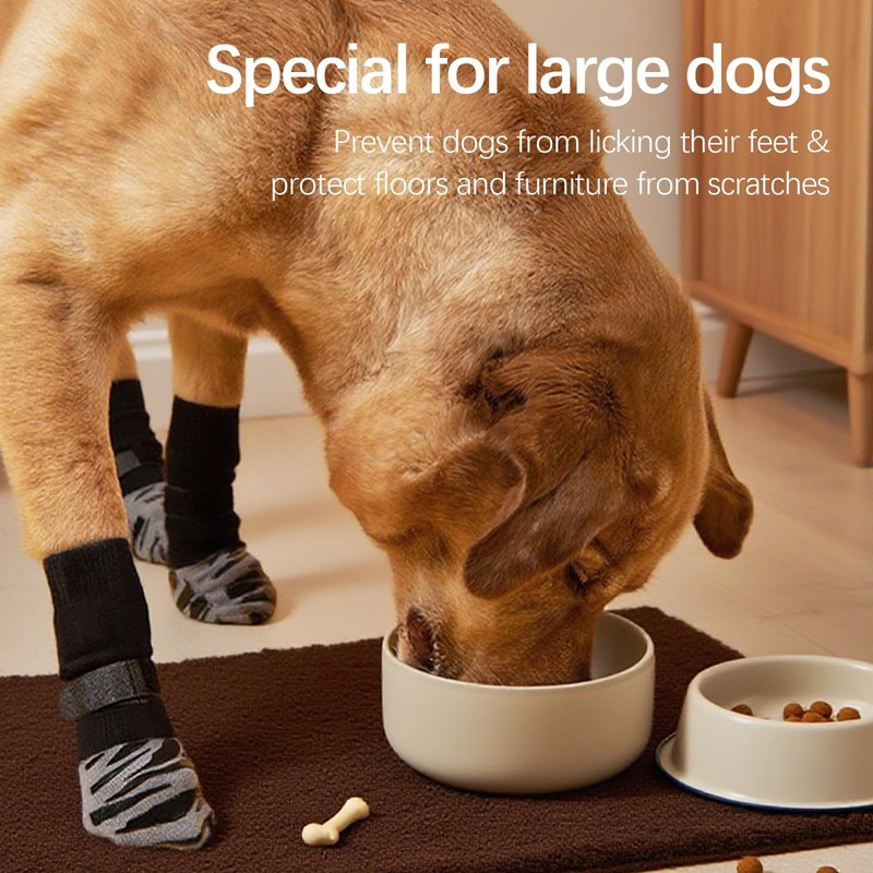 2 Pairs Double-Sided Non-Slip Dog Socks, Soft Adjustable Paw Protection