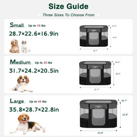 Love's cabin Pet Puppy Dog Playpen, Small Dog Tent Crates Cage Indoor/Outdoor, Portable Exercise Playpen for Cat, Foldable Pop Up Dog Kennel Playpen with Carring Case (S, Grey)