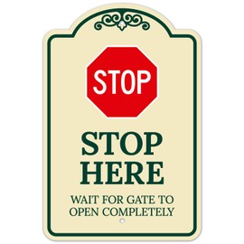 Stop Wait for Gate to Open Completely Décor Sign, Green Light, 12x18 Inches, ACM, Fade Resistant, Made in USA