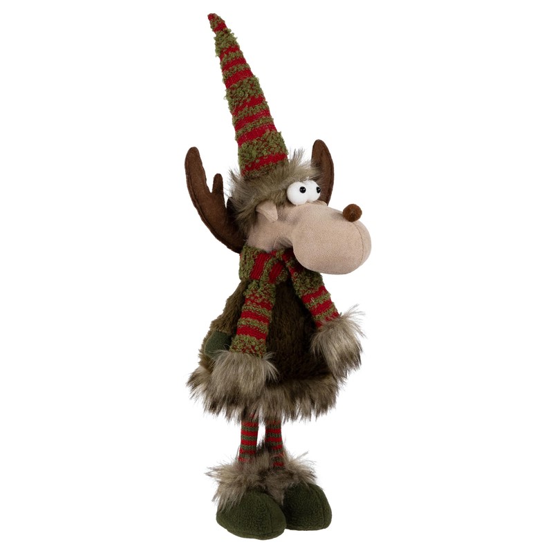 Northlight Standing Plush Moose with Striped Legs Christmas Figure -