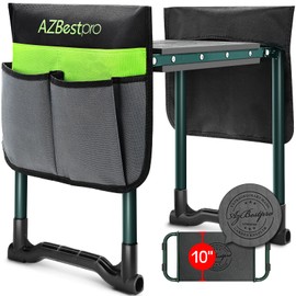 Garden Kneeler and Seat Heavy Duty, Upgraded Foldable Gardening Stool - Widened to 10" Stable Wear-resistant Prevent Knee and Back Pain, Beautiful Logo high-end 2 Large Tool Bags Gift for Women