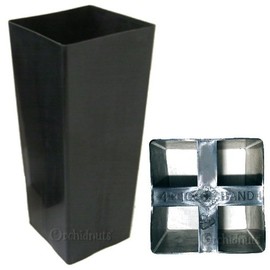 12 Inch Tall Square Black Plastic Cymbidium Pot