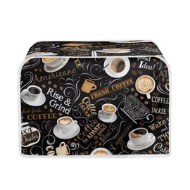 UNICEU Quilted Coffee Pattern Toaster Cover - Fits Most Standard 4 Slice Toasters