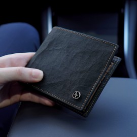 LOCKLAIR Men's Card Holder Made of Paper Leather, Men's Wallet, Innovative and High-Quality Wallet with RFID Protection, Sustainable and Vegan, Black/light brown, Modern