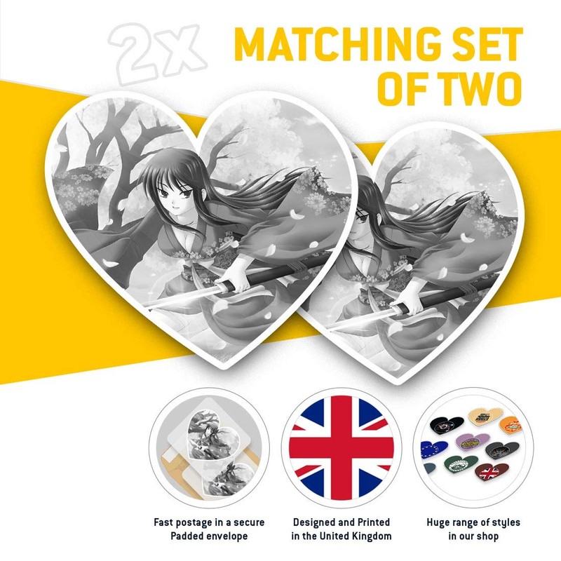 2 x Heart Stickers 15 cm - BW - Samurai