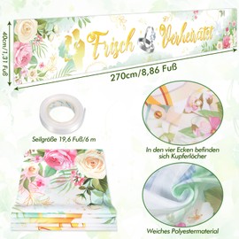 DPKOW Wedding Decoration Fresh Married Banner, Green Gold Wedding Banner for Garden, Home, Wall Decoration, Wedding Outdoor Barrier Tape Decoration, Elegant Wedding Ceremony Welcome Sign, 270 x 40 cm