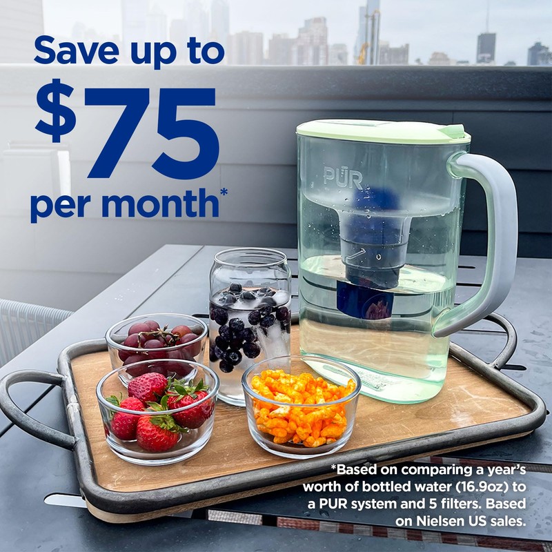 PUR 7-Cup Water Pitcher, 1 Genuine Filter, Cleaner, Great-tasting Water,