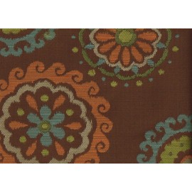 Richloom Fabric Arial Chocolate  Brown Aqua Green Cinnamon Upholstery