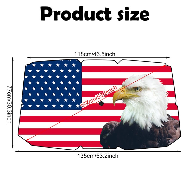 Riakrum Patriotic Eagle American Flag Car Windshield Sun Shade Umbrella