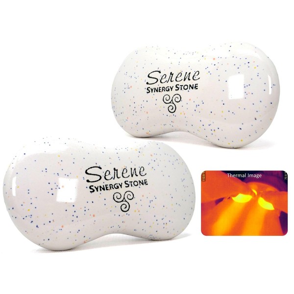 SYNERGY STONE Serene (Candy White)(Set of 2) Contoured Hot Stone Massage Tools - Deep Heat for Muscle Tension Relief - Relaxing and Therapeutic - Ultra-Smooth for on Skin with Oil or Over Clothes