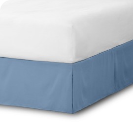 Bare Home Queen Bed Skirt - 15-Inch Tailored Drop Easy Fit - Bed Skirt for Beds - Center & Corner Pleats (Queen, Coronet Blue)