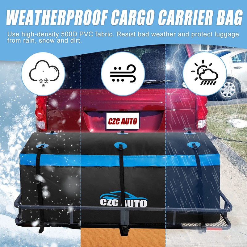 CZC AUTO Hitch Cargo Carrier Bag, 20 cu. ft Waterproof/Rainproof/Weatherproof