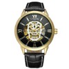 Winner Men Casual Simple Hollow Dial PU Strap Mechanical Movement Watch Wristwatch (C)