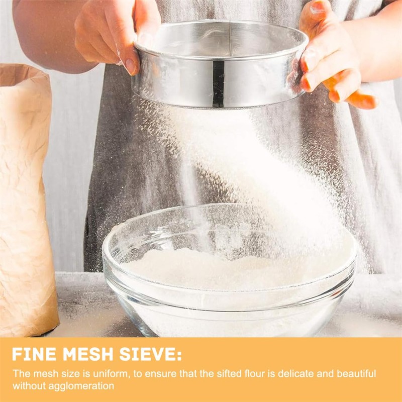 Flour Sieve Stainless Steel Round Flour Mesh Sifter Sieve Fine