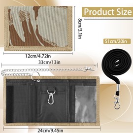 TOKSEO Black Children's Wallet with Velcro Closure, Drawstring, Metal Chain, Gold Note Compartment and Coin Compartment, 8 x 12 cm, Foldable Wallet, Children's Gift for Children, camouflage khaki,