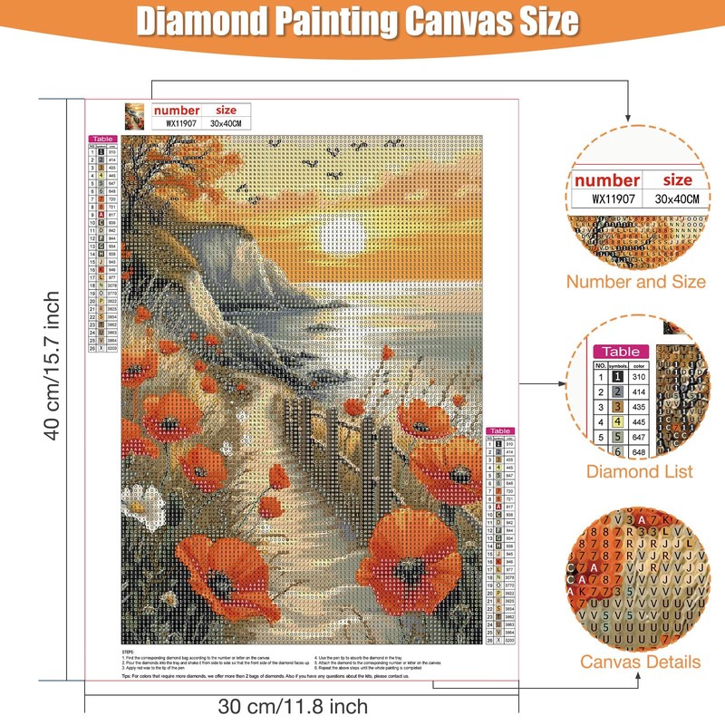 KEYIFA 5D DIY Diamond Painting Kits for Adults, Sea Sunrise