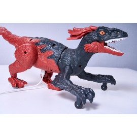 BubZeex Remote Control Dinosaur with Auto Spray&Roar, Pyroraptor Dinosaur Toys for Kids, Gifts for Boys Girls, Red