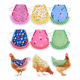 ABONDEVER 6pcs Hen Saddle Apron，Waterproof Chicken Saddle Hen Apron with Elastic Chicken Jacket Straps Hen Apron Poultry Protector Wing Back Protector Print Feather Protective Jacket(B)