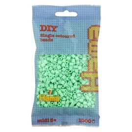 Hama Perlen 207-98 Ironing Beads Bag with Approx. 1,000 Midi Craft Beads with Diameter 5 mm in Pastel Mint, Creative Craft Fun for Young and Old