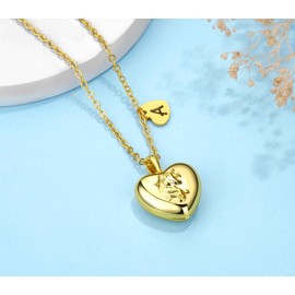 YOUFENG Heart Letter Unicorn Locket Necklace Initial Locket that Holds Pictures 18K Gold Plated Locket Birthday Gifts A