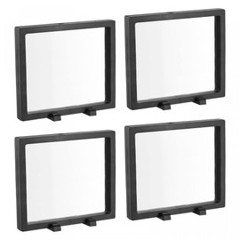 sourcing map Floating Thin Film Display Box, ABS Frame Case with Base 14cm x 14cm x 2cm Black Pack of 4