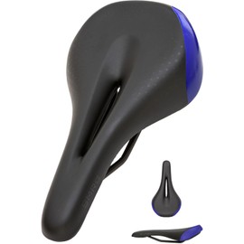 SMRG Bicycle Saddle Thick Cushion Hole Hole [Rainwater Won't Penetate] [Made in Taiwan] Road Bike, Cross Bike, Breathable, Moisture Prevention, SR-VL (Black/Blue)