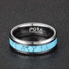 POYA 8mm Tungsten Wedding Band Turquoise Rings for Men Beveled