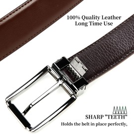 IGOLUMON Men's Leather Belt 32 mm Men's Belt Business Suit Jeans 115 cm Black, red brown