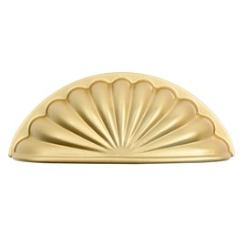 Alzassbg 10 Pack Brushed Gold Cabinet Cup Pulls, 3 Inch(76mm) Hole Centers Cabinet Handles Hardware Shell Bin Cup Drawer Pulls Handles AL3036MGP