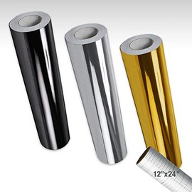 VViViD Self-Adhesive Craft Vinyl Multi-Color 12 Inch by 5 Foot Roll Bundle Including 12 Inch by 5 Foot Transfer Paper (Chrome 3 Roll Bundle)