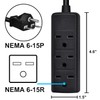 PowGrow Power Strip, 14AWG NEMA 6-15P 10ft Long Power Extension