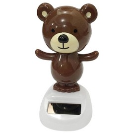 1Pc Brown Solar Dancing Bear Toy Solar Powered Dancing Figurine Car Dashboard Decor, Bobbling Head Bear Toys Shaking Head Dolls Solar Power Kits, Learning and Education