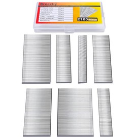 Breezliy 2100 PCS Brad Nails 7 Sizes multi-Length Galvanized Straight Finishing Nail,Each specification has an independent sponge anti-collision packaging