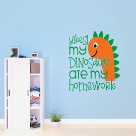 My Dinosaurs ate My Homework Wall Decorating Ideas Dinosaurs are My Best Friends Cute Dino Lover Art Joyful Cartoon Cartoon Animals Multi-Color Child's Bedroom Holiday Gift - Size: 32(W) x 40 (H)