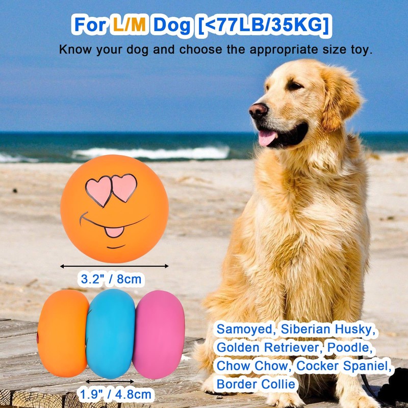 gulucute Dog Squeaky Toys Fun Facial Expression Latex Squeaky Dog